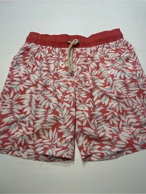 Faherty Brand Beacon Trunk in Faded Red Botanical Men Sz L Floral Beach Swim